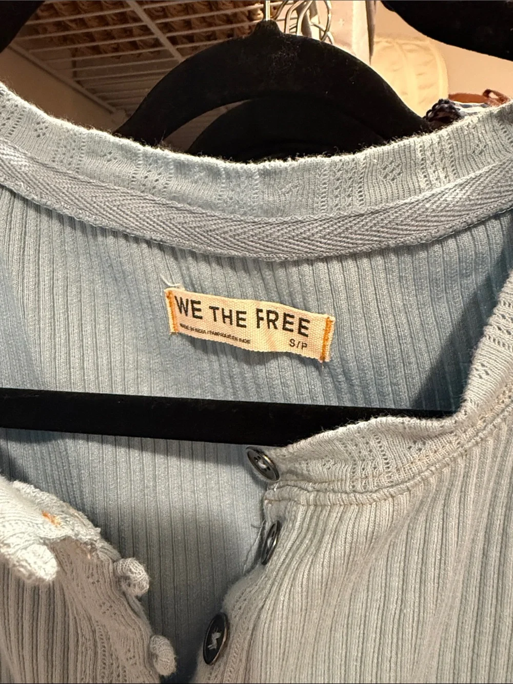 We The Free Light Blue Ribbed Button Henley - Picture 2 of 3